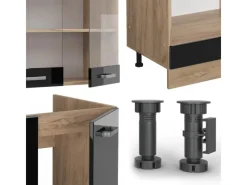 Outlet Vicco R-Line Einbauküche /Goldkraft Eiche 227 x 287 cm ohne Arbeitsplatte ohne E-Geräte Herde|Kühlschränke