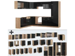 Outlet Vicco R-Line Einbauküche /Goldkraft Eiche 227 x 287 cm ohne Arbeitsplatte ohne E-Geräte Herde|Kühlschränke