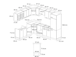 Clearance Vicco R-Line Einbauküche 227 x 287 cm ohne Arbeitsplatte ohne E-Geräte Küchenschränke|Winkelküchen