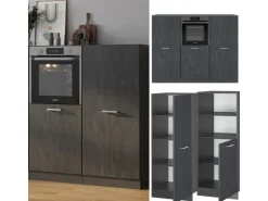 Zubehör Für Küchenarmatur<Vicco R-Line Einbauküche Schwarz Beton/Anthrazit 180 cm ohne Arbeitsplatte ohne E-Geräte Beton Anthrazit