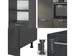 Zubehör Für Küchenarmatur<Vicco R-Line Einbauküche Schwarz Beton/Anthrazit 180 cm ohne Arbeitsplatte ohne E-Geräte Beton Anthrazit
