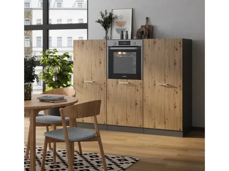 Einbauküchen<Vicco R-Line Küchenblock Artisan Eiche/Anthrazit 180 cm ohne Arbeitsplatte ohne E-Geräte Eiche Hell