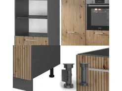 Einbauküchen<Vicco R-Line Küchenblock Artisan Eiche/Anthrazit 180 cm ohne Arbeitsplatte ohne E-Geräte Eiche Hell