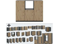 Einbauküchen<Vicco R-Line Küchenblock Artisan Eiche/Anthrazit 180 cm ohne Arbeitsplatte ohne E-Geräte Eiche Hell