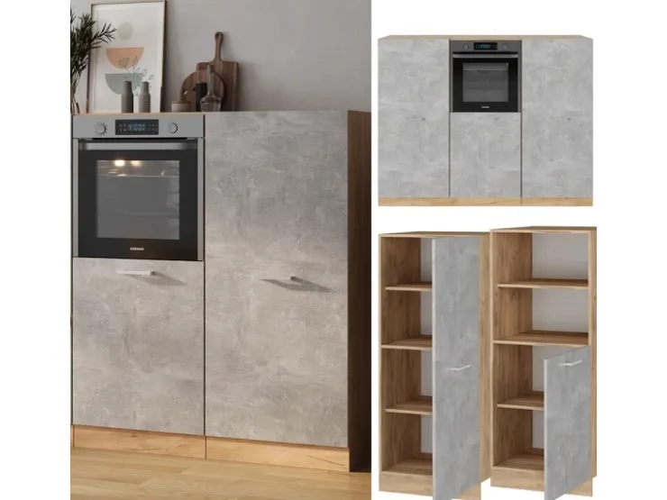 Zubehör Für Küchenarmatur|Herde<Vicco R-Line Küchenblock /Goldkraft Eiche 180 cm ohne Arbeitsplatte ohne E-Geräte Beton