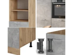 Zubehör Für Küchenarmatur|Herde<Vicco R-Line Küchenblock /Goldkraft Eiche 180 cm ohne Arbeitsplatte ohne E-Geräte Beton