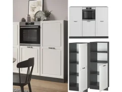 Best Vicco R-Line Küchenblock Weiß Landhaus/Anthrazit 180 cm ohne Arbeitsplatte ohne E-Geräte Weiß Strukturiert