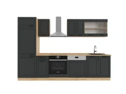 Hot Vicco R-Line Küchenzeile Anthrazit Landhaus/Goldkraft Eiche 300 cm AP Eiche ohne E-Geräte Anthrazit Struktur