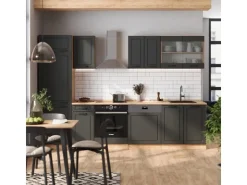 Hot Vicco R-Line Küchenzeile Anthrazit Landhaus/Goldkraft Eiche 300 cm AP Eiche ohne E-Geräte Anthrazit Struktur