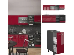 Clearance Vicco R-Line Küchenzeile Anthrazit Landhaus/Weiß 240 cm AP Eiche ohne E-Geräte Einbauküchen