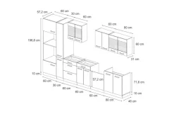 Einbauküchen<Vicco R-Line Küchenzeile Anthrazit Landhaus/Goldkraft Eiche 350 cm ohne Arbeitsplatte ohne E-Geräte Anthrazit Struktur
