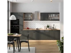 Einbauküchen<Vicco R-Line Küchenzeile Anthrazit Landhaus/Goldkraft Eiche 350 cm ohne Arbeitsplatte ohne E-Geräte Anthrazit Struktur