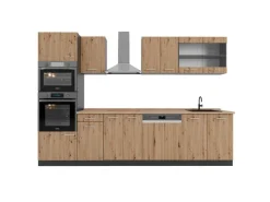 Clearance Vicco R-Line Küchenzeile Artisan Eiche/Anthrazit 300 cm mit HochschrankAP Eiche ohne E-Geräte Eiche Hell