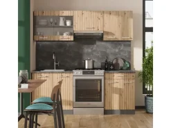 Vicco R-Line Küchenzeile Artisan Eiche/Anthrazit 200 cm ohne Arbeitsplatte ohne E-Geräte Eiche Hell