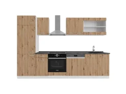 Vicco R-Line Küchenzeile /Weiß 300 cm AP Anthrazit ohne E-Geräte Artisan Eiche