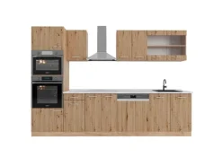 Sale Vicco R-Line Küchenzeile Artisan-Eiche/Goldkraft Eiche 300 cm mit HochschrankAP Marmor ohne E-Geräte Artisan Eiche