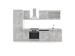 Einbauküchen<Vicco R-Line Küchenzeile 300 cm AP Marmor ohne E-Geräte Beton