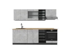 Best Vicco R-Line Küchenzeile /Anthrazit 240 cm ohne Arbeitsplatte ohne E-Geräte Beton
