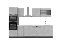Clearance Vicco R-Line Küchenzeile /Anthrazit 300 cm mit HochschrankAP Marmor ohne E-Geräte Beton