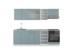 Einbauküchen<Vicco R-Line Küchenzeile Blau-Grau/Weiß 240 cm ohne Arbeitsplatte ohne E-Geräte Blaugrau