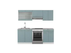 Hot Vicco R-Line Küchenzeile Blau-Grau/Weiß 200 cm ohne Arbeitsplatte ohne E-Geräte Blaugrau