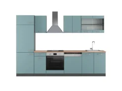 Einbauküchen<Vicco R-Line Küchenzeile Blau-Grau/Anthrazit 300 cm AP Eiche ohne E-Geräte Blaugrau