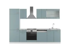 Einbauküchen<Vicco R-Line Küchenzeile Blau-Grau 300 cm AP Marmor ohne E-Geräte Blaugrau