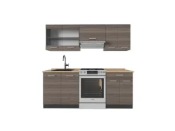 Vicco R-Line Küchenzeile /Anthrazit 200 cm ohne Arbeitsplatte ohne E-Geräte Edelgrau