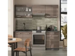 Vicco R-Line Küchenzeile /Anthrazit 200 cm ohne Arbeitsplatte ohne E-Geräte Edelgrau