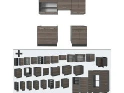 Vicco R-Line Küchenzeile /Anthrazit 200 cm ohne Arbeitsplatte ohne E-Geräte Edelgrau