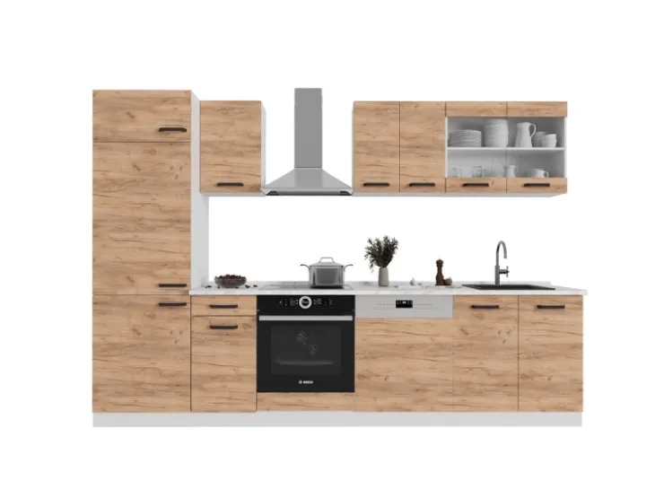 Best Vicco R-Line Küchenzeile Goldkraft /Weiß 300 cm AP Anthrazit ohne E-Geräte Eiche