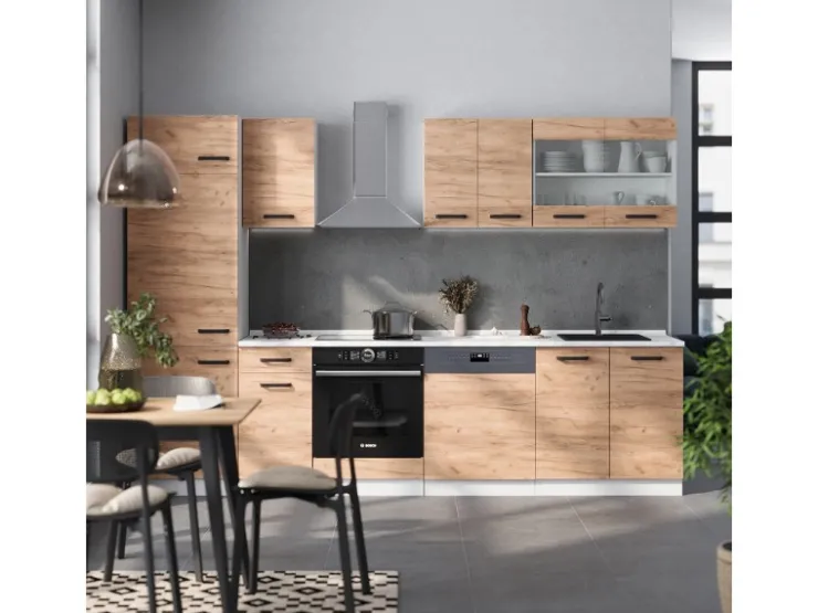 Best Vicco R-Line Küchenzeile Goldkraft /Weiß 300 cm AP Anthrazit ohne E-Geräte Eiche