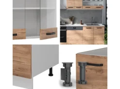 Best Vicco R-Line Küchenzeile Goldkraft /Weiß 300 cm AP Anthrazit ohne E-Geräte Eiche