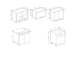 Best Vicco R-Line Küchenzeile Goldkraft Eiche/Anthrazit 200 cm ohne Arbeitsplatte ohne E-Geräte Einbauküchen