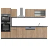 Vicco R-Line Küchenzeile Goldkraft Eiche/Anthrazit 300 cm mit Hochschrank AP Anthrazit ohne E-Geräte