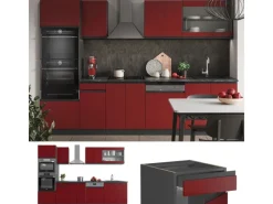 Best Vicco R-Line Küchenzeile /Anthrazit 300 cm mit HochschrankAP Marmor ohne E-Geräte Einbauküchen