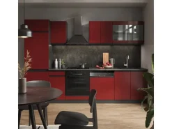Hot Vicco R-Line Küchenzeile /Anthrazit 300 cm AP Marmor ohne E-Geräte Rot