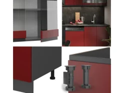 Hot Vicco R-Line Küchenzeile /Anthrazit 300 cm AP Marmor ohne E-Geräte Rot