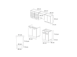 Hot Vicco R-Line Küchenzeile Schwarz Beton/Anthrazit 200 cm AP Marmor ohne E-Geräte Beton Anthrazit