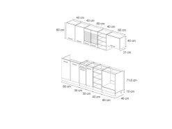 Hot Vicco R-Line Küchenzeile /Anthrazit 240 cm ohne Arbeitsplatte ohne E-Geräte Schwarz Hochglanz
