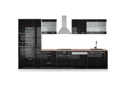 Vicco R-Line Küchenzeile /Weiß 350 cm mit HochschrankAP Eiche ohne E-Geräte Einbauküchen