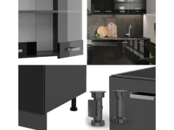 New Vicco R-Line Küchenzeile /Anthrazit 300 cm AP Eiche ohne E-Geräte Einbauküchen|Single-Küchen