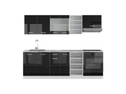 Outlet Vicco R-Line Küchenzeile /Weiß 240 cm ohne Arbeitsplatte ohne E-Geräte Winkelküchen