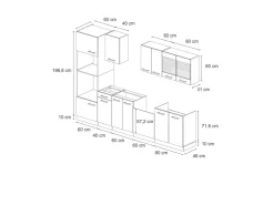 Clearance Vicco R-Line Küchenzeile /Goldkraft Eiche 300 cm mit HochschrankAP Anthrazit ohne E-Geräte Schwarz Hochglanz