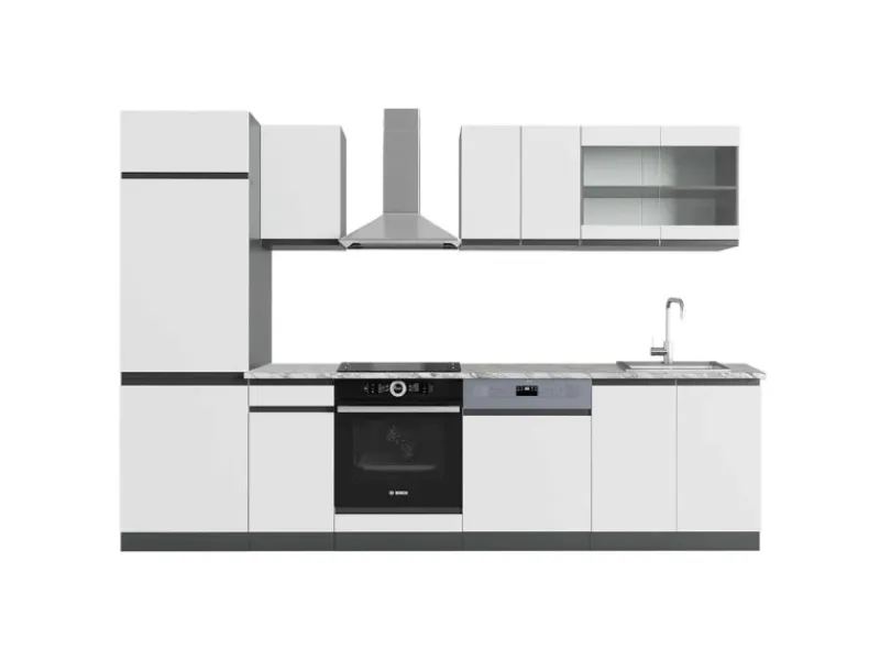 Best Vicco R-Line Küchenzeile /Anthrazit 300 cm AP Marmor ohne E-Geräte Einbauküchen