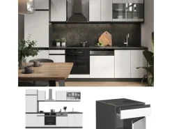Best Vicco R-Line Küchenzeile /Anthrazit 300 cm AP Marmor ohne E-Geräte Einbauküchen
