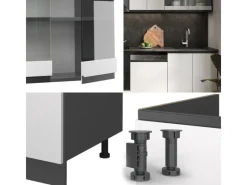 Best Vicco R-Line Küchenzeile /Anthrazit 300 cm AP Marmor ohne E-Geräte Einbauküchen