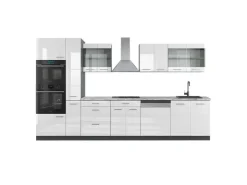Hot Vicco R-Line Küchenzeile /Anthrazit 350 cm mit HochschrankAP Marmor ohne E-Geräte Weiß Hochglanz