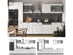 Hot Vicco R-Line Küchenzeile /Anthrazit 350 cm mit HochschrankAP Marmor ohne E-Geräte Weiß Hochglanz