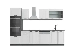 Sale Vicco R-Line Küchenzeile Weiß Landhaus/Anthrazit 300 cm mit HochschrankAP Anthrazit ohne E-Geräte Einbauküchen